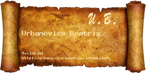 Urbanovics Beatrix névjegykártya